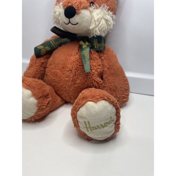 Harrods London Woodland Fox Plush 14” Cinnamon Fur Green Logo Bow soft - Picture 3 of 8